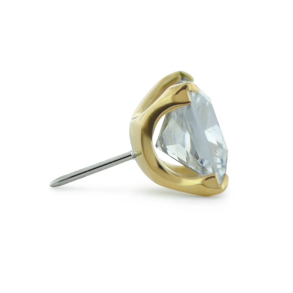 18K Gold Princess Cut Prong Set Gem - Overstock - Image 4