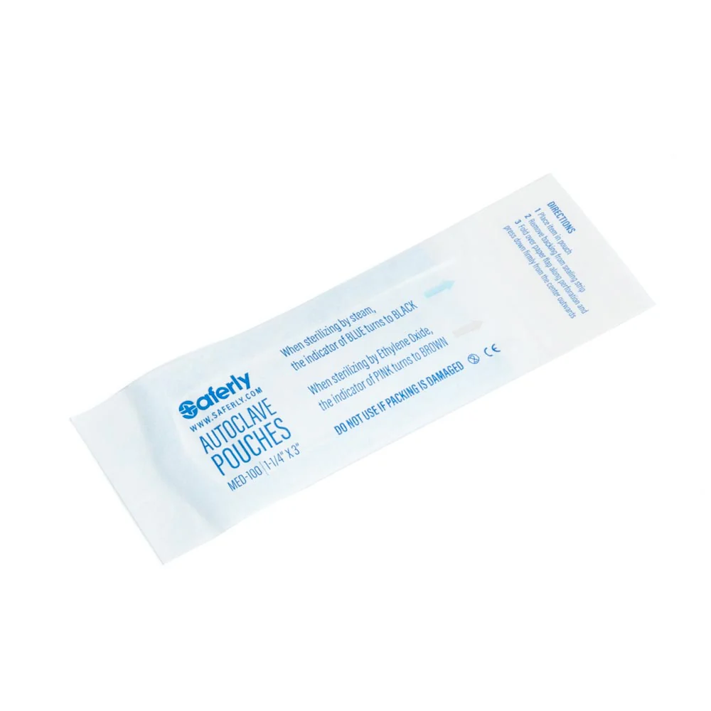 Saferly Sterilization Self-Seal Autoclave Pouches, 1-1/4" x 3" - Box of 200 - Image 3
