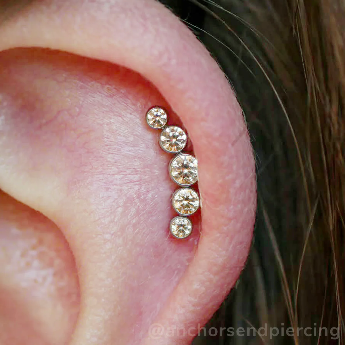 Titanium Bezel Set Gem Cluster - Curved - Image 4