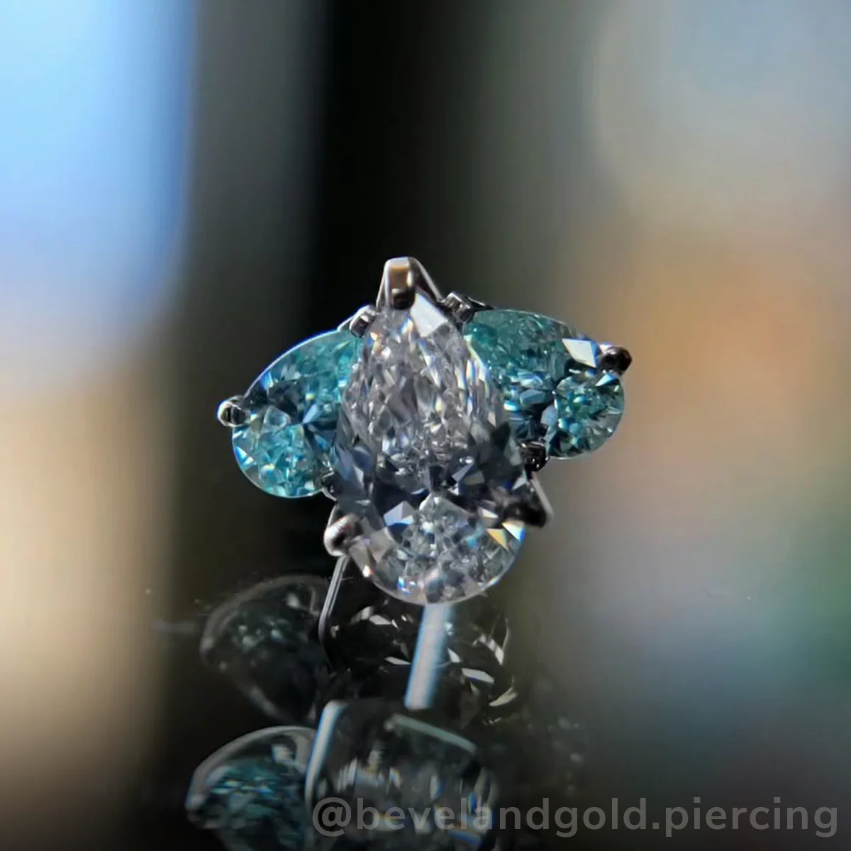 Titanium Pear Cut Gem Fan Clusters - Select Outer Gems - Image 5